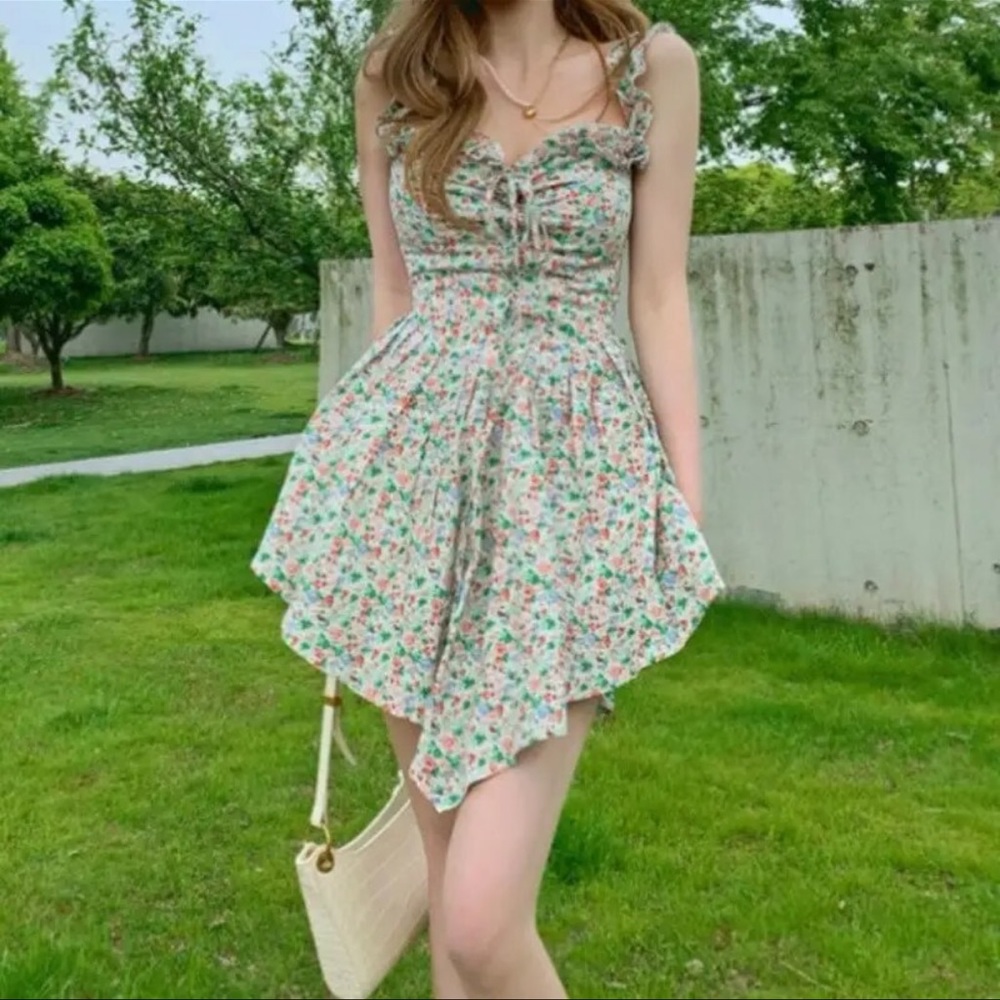 Cute Floral Spring Corset Mini Dress